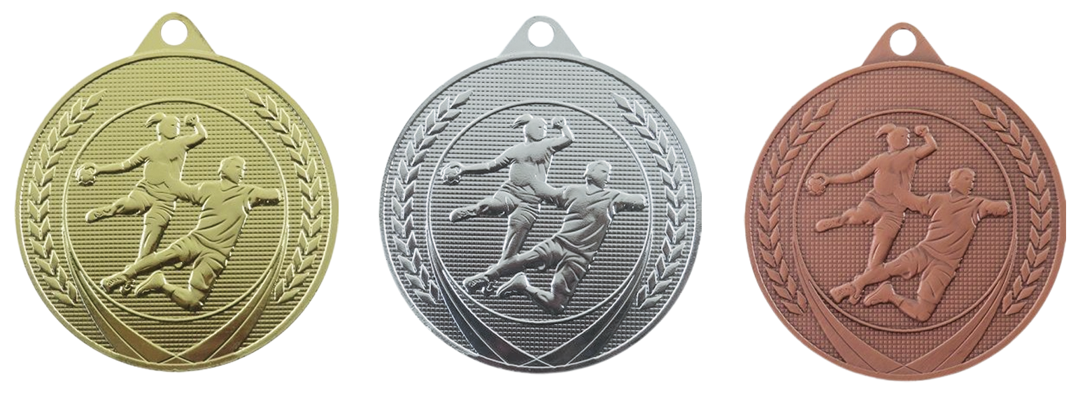 Handbal ME621 Medaille Ø 50 mm goud-zilver-brons Compleet